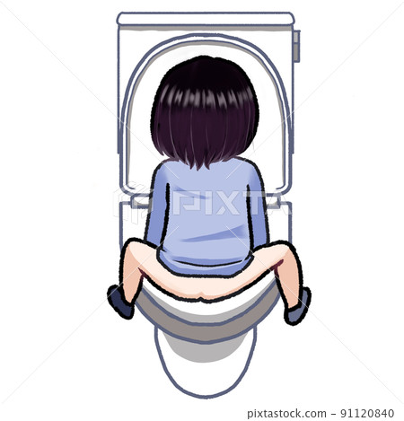面向後坐在馬桶上的兒童如廁訓練圖解素材 面向後坐在馬桶上的兒童如廁訓練圖解素材 91120840