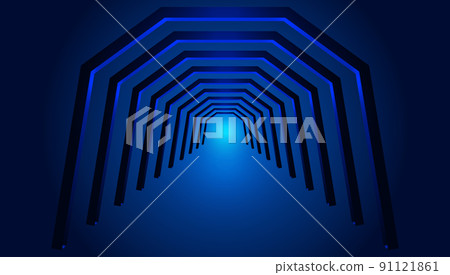 3D rendering futuristic blue corridor passage space. 91121861