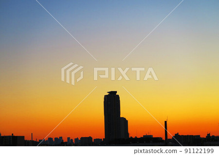 Orange sunset sky landscape Orange sunset sky landscape 91122199