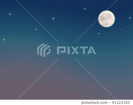 The background of the full moon floating in the starry sky of the magic hour, next to the wallpaper The background of the full moon floating in the starry sky of the magic hour, next to the wallpaper 91122385