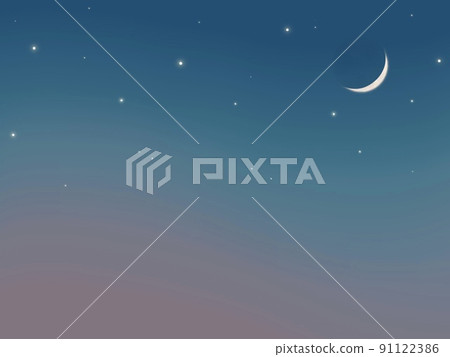 The background of the crescent moon floating in the starry sky of the magic hour, next to the wallpaper The background of the crescent moon floating in the starry sky of the magic hour, next to the wallpaper 91122386