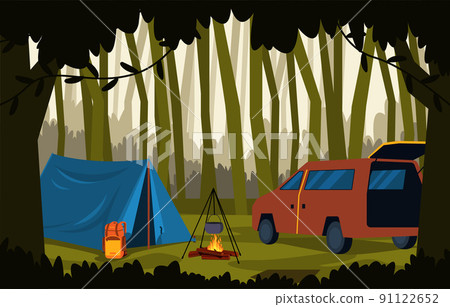 Summer Camp Tent Outdoor Jungle Nature Adventure Holiday Summer Camp Tent Outdoor Jungle Nature Adventure Holiday 91122652