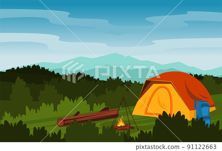 Summer Camp Tent Outdoor Mountain Nature Adventure Holiday Summer Camp Tent Outdoor Mountain Nature Adventure Holiday 91122663