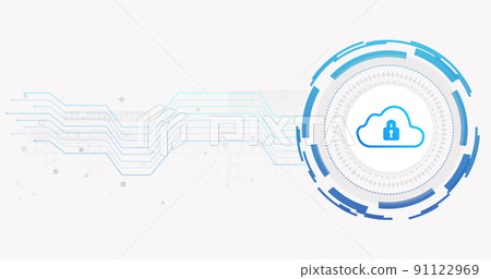 Image of network of connections and cloud with padlock on white background Image of network of connections and cloud with padlock on white background 91122969
