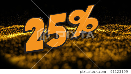 Image of 25 percent off on black background with glitter 91123199