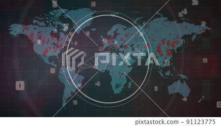 Image of dna strand over world map 91123775