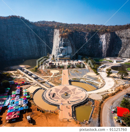 Aerial view of Luang Pho U Thong or Phra Phuttha Pusaya Khiri Sri Suvarnabhumi, Bhutsaya Khiri 91125760