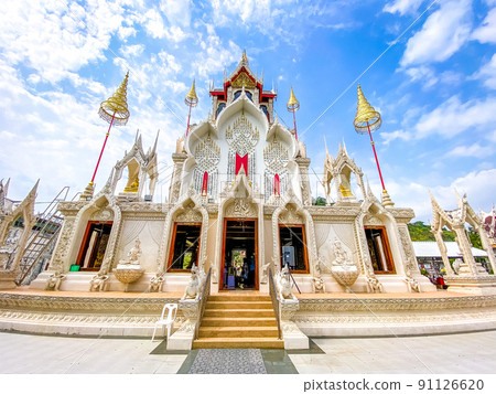 Wat Khoi white temple in Phetchaburi, Thailand 91126620