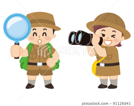探險隊的孩子們在戶外尋找童子軍冒險 91126841