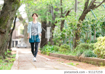 Running, running, walking, exercise, women 91127259