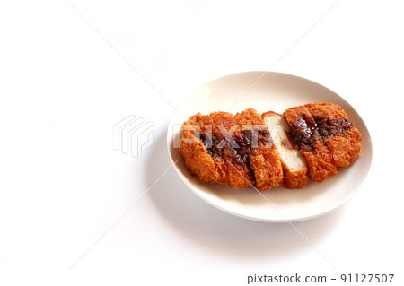 Tonkatsu where you can see the cross section with the sauce 91127507