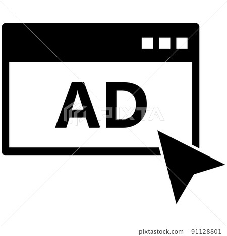 ad icon on white background. click advertising... - Stock Illustration ...