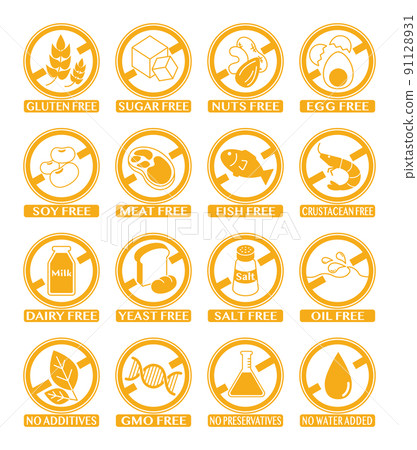 Food allergy display icon set 91128931