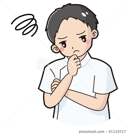 一個穿著白大褂思考的男人的插圖 一個穿著白大褂思考的男人的插圖 91129727