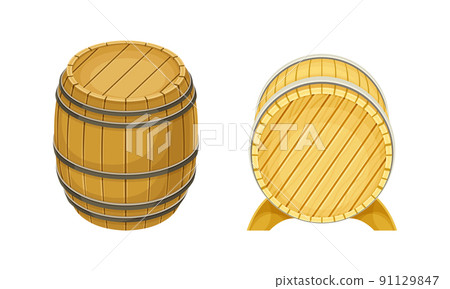 Traditional wooden barrels, wine storage tanks vector illustration 91129847