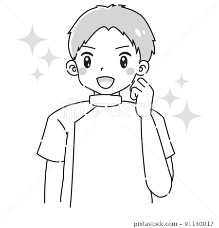 Illustration of a man in a white coat doing a guts pose (black and white) Illustration of a man in a white coat doing a guts pose (black and white) 91130017