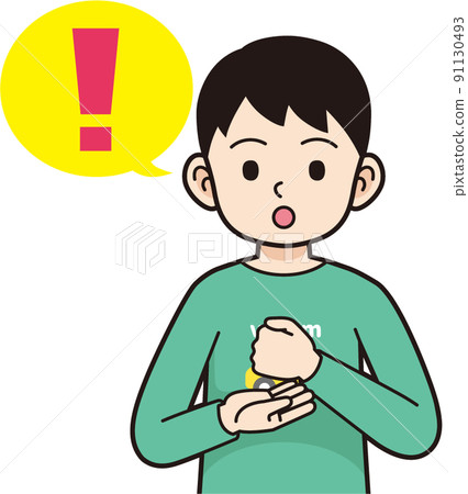 Convinced boy with contour line Convinced boy with contour line 91130493