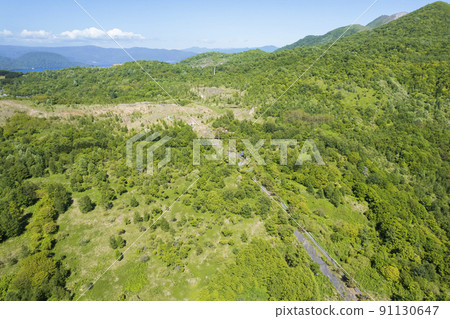 Aerial view of Toya Nishiyama foot crater 91130647