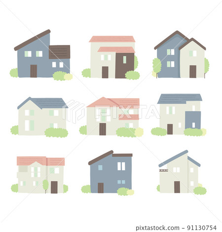 Illustration set of a detached house 91130754