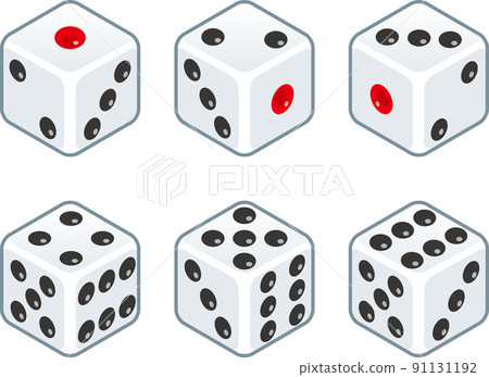 Illustration set of dice seen from various angles Illustration set of dice seen from various angles 91131192