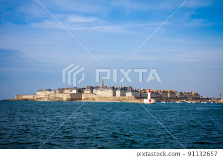 Saint-Malo city view from the sea, Brittany, France Saint-Malo city view from the sea, Brittany, France 91132657