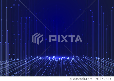 Indigo front perspective spatial rays, technical background. 91132823