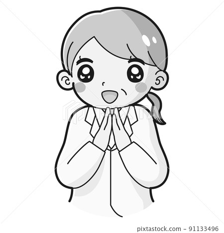 Illustration of a senior woman in a crushing lab coat (black and white) Illustration of a senior woman in a crushing lab coat (black and white) 91133496