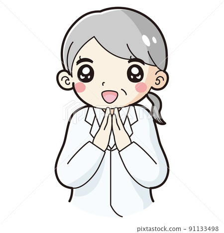 一位身穿實驗室外套的高級女性的插圖 一位身穿實驗室外套的高級女性的插圖 91133498