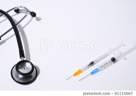 Medical image Syringe Stethoscope Medical image Syringe Stethoscope 91133667