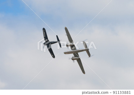 B-25J F4U-4 Corsair carrier-capable fighter supporting Mitchell bomber 91133881