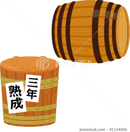 Aged wooden tubs and barrels 91134088