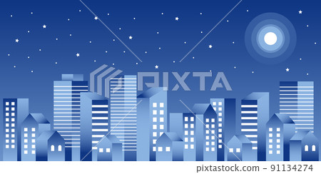 Background material_Simple building street_Gradation_Night sky Background material_Simple building street_Gradation_Night sky 91134274