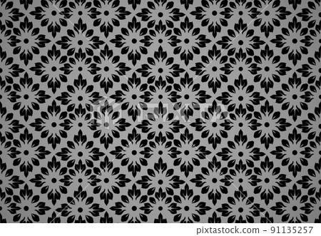 Flower geometric pattern. Seamless background. Black Flower geometric pattern. Seamless background. Black 91135257