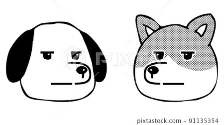 Facial expressions of animals and dogs, face icons facing each other Facial expressions of animals and dogs, face icons facing each other 91135354