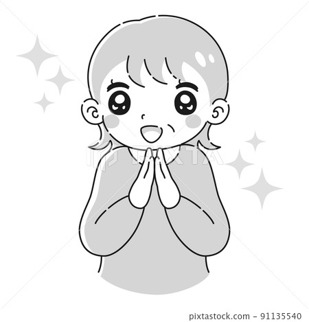 一個悸動的高級女性的插圖（黑白） 91135540