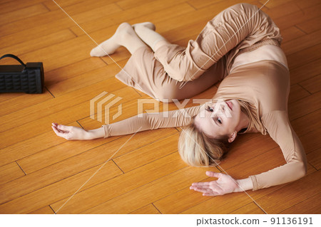 Contemporary Dancer Performing to Music 91136191