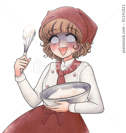 Retro girl cartoon style, Patissier who failed to whisk Retro girl cartoon style, Patissier who failed to whisk 91141021