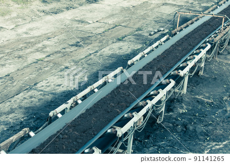 Opencast brown coal mine. Belt conveyor. Opencast brown coal mine. Belt conveyor. 91141265