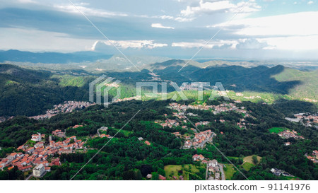 Aerial view of The Alpine foothills in Piedmont region. Aerial view of The Alpine foothills in Piedmont region. 91141976