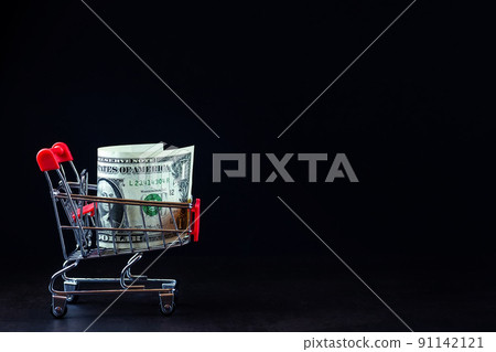 Dollar in the shopping cart. 91142121