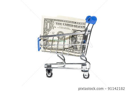 Dollar in the shopping cart.. Dollar in the shopping cart.. 91142182