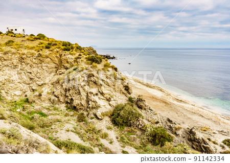 Camper on cliff, coast in Spain Camper on cliff, coast in Spain 91142334