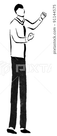 高個子商人表達喜悅（墨水手繪人物插圖） 91144575
