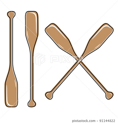 Wooden boat oars, color isolated vector illustration on white background 91144822