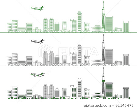 摩天大樓大城市背景素材 91145475