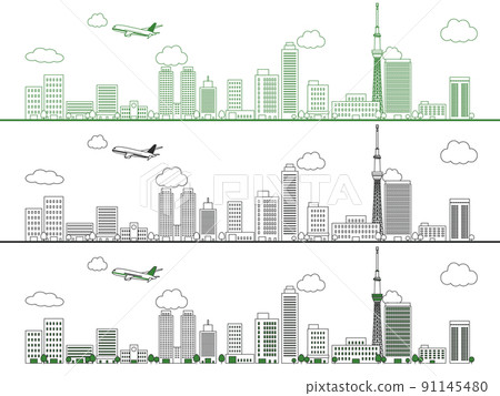 摩天大樓大城市背景素材 91145480