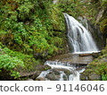 Small waterfall in Siberian forest 91146046