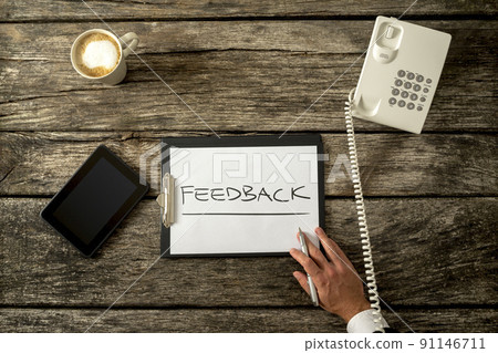 Feedback Concept on a Clipboard on Top of a Table Feedback Concept on a Clipboard on Top of a Table 91146711