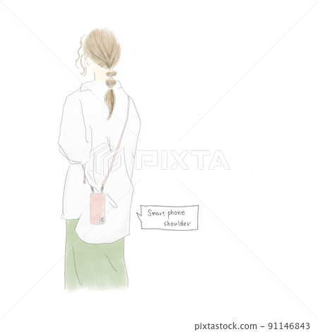 Smartphone shoulder female back view 91146843