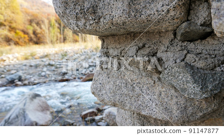 Stone castle, near the walls and inside. Stone castle, near the walls and inside. 91147877